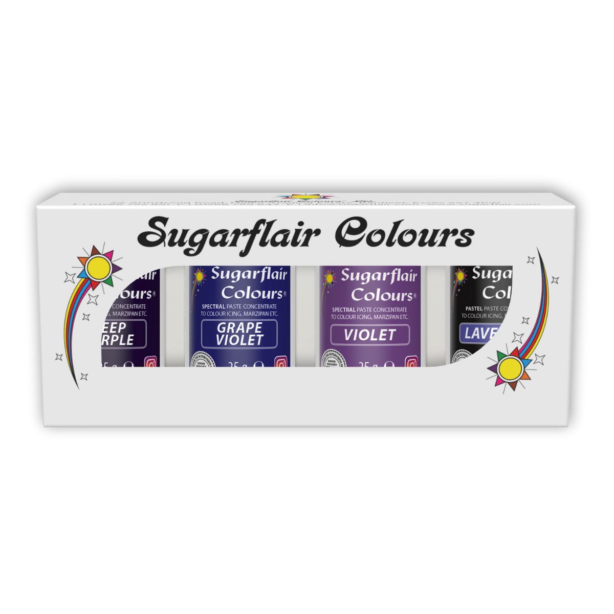 Sugarflair Pâte Colorante Mixte Violet Set/4