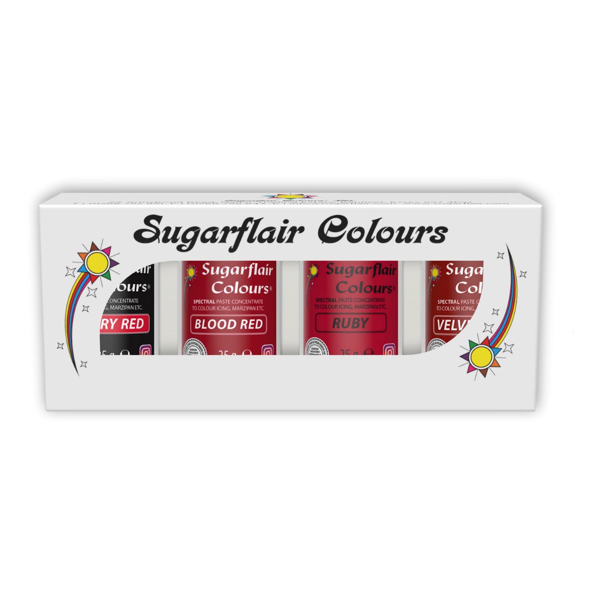 Sugarflair Pâte Colorante Mixte Rouge Set/4