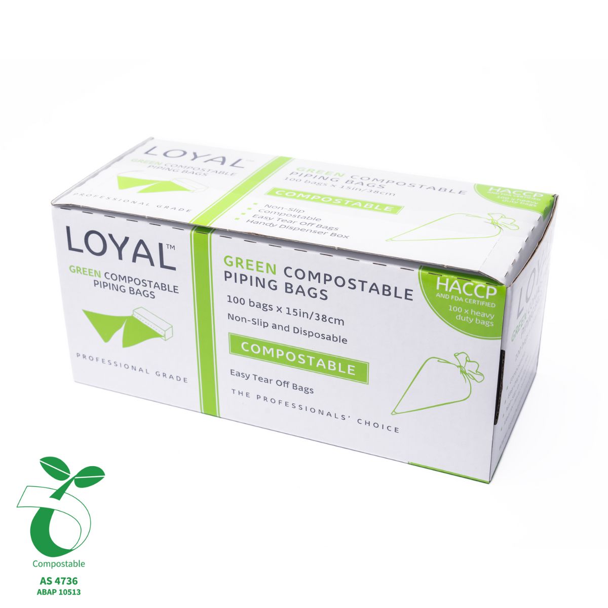 LOYAL Poches à Douille Biodégradables Vertes 38cm pk/100