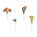 PartyDeco Cupcake Toppers - Cars - 12cm pk/4