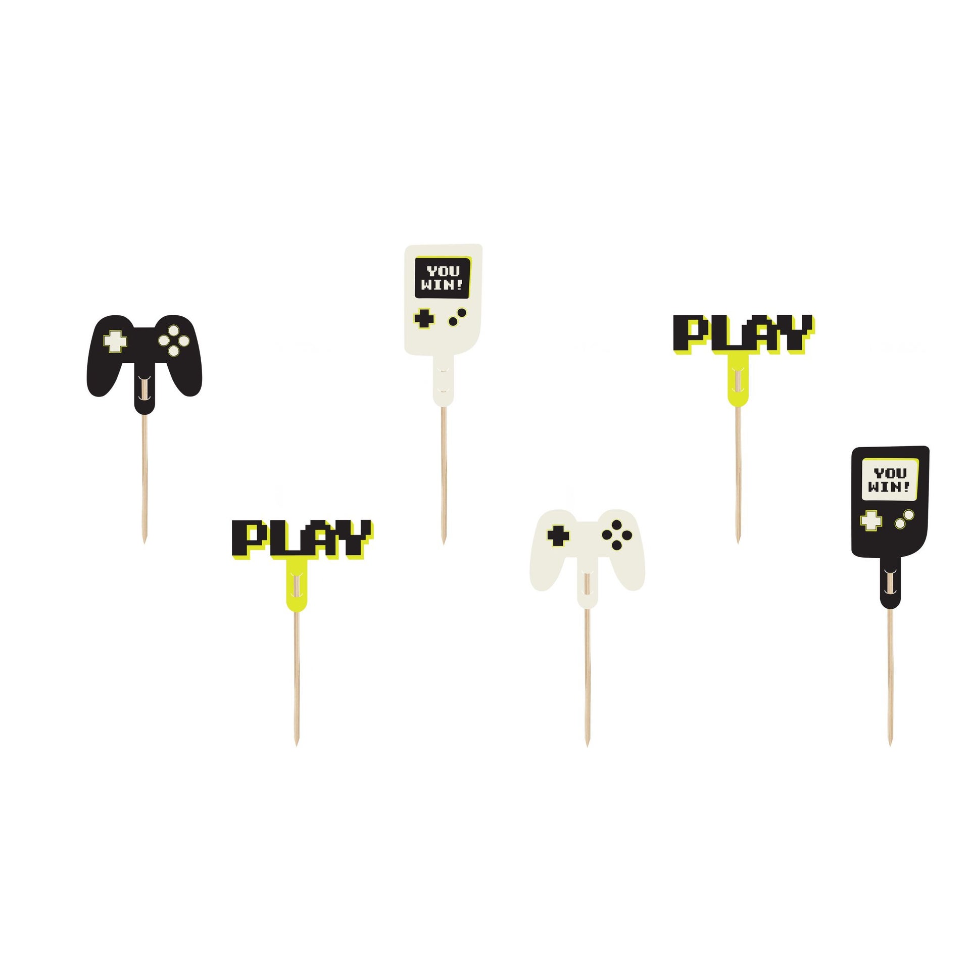 PartyDeco Cupcake Toppers - Gamer 6-10.5cm pk/6
