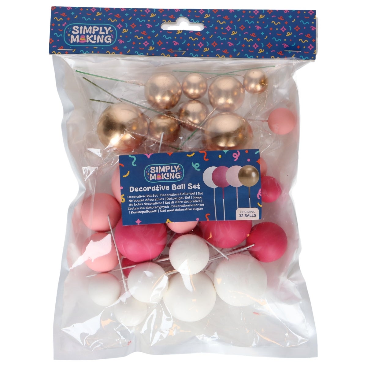 Simply Making Boules Décoratives Hot Pink Ombre & Or pk/32