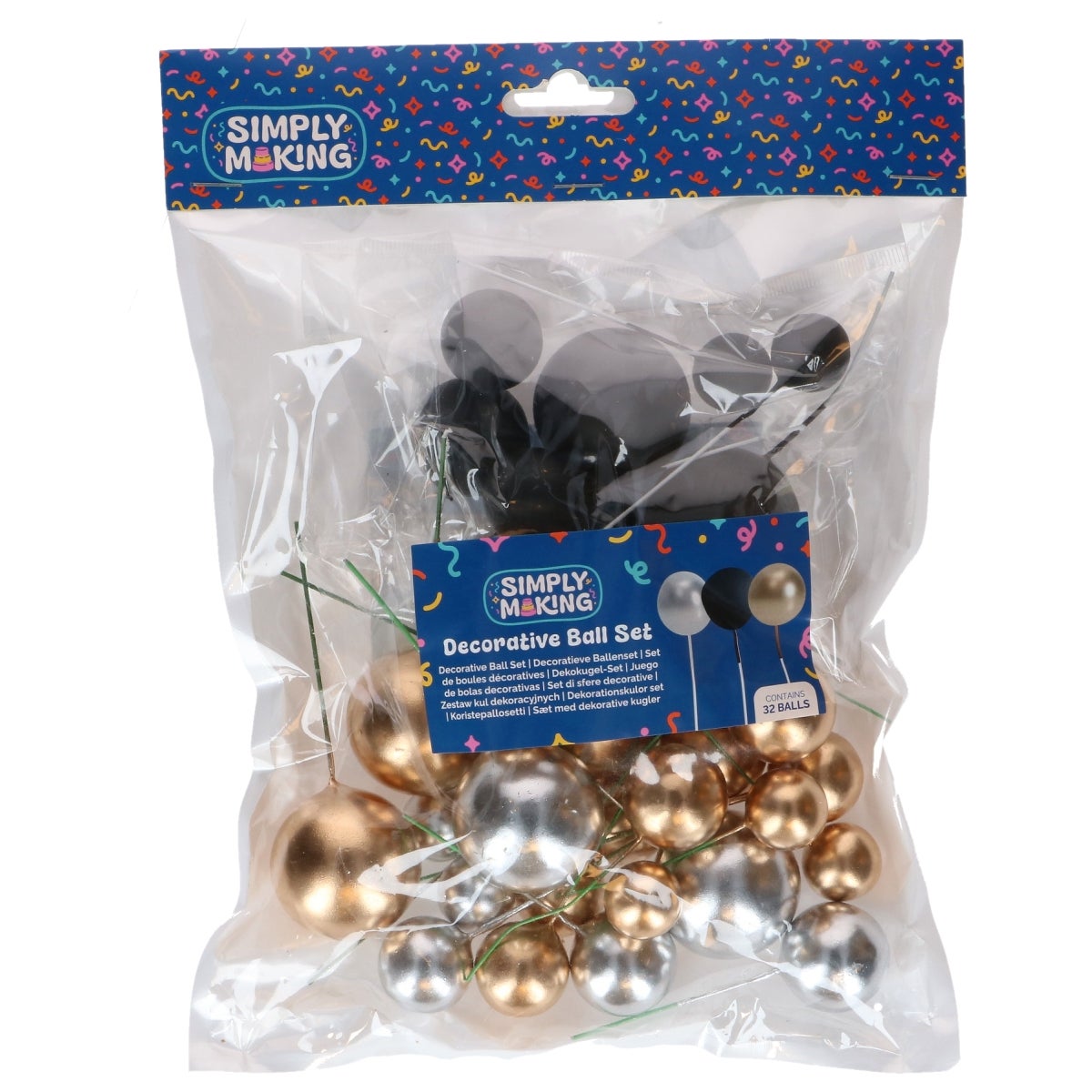 Simply Making Boules Décoratives Métallique Or Argent & Noir pk/32