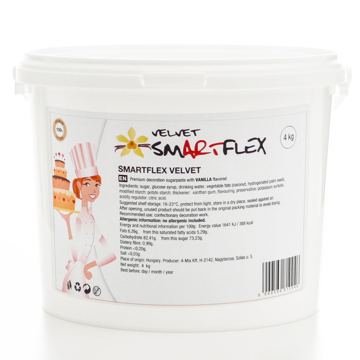 SmartFlex Pâte à sucre Blanc Velours Vanille 4kg