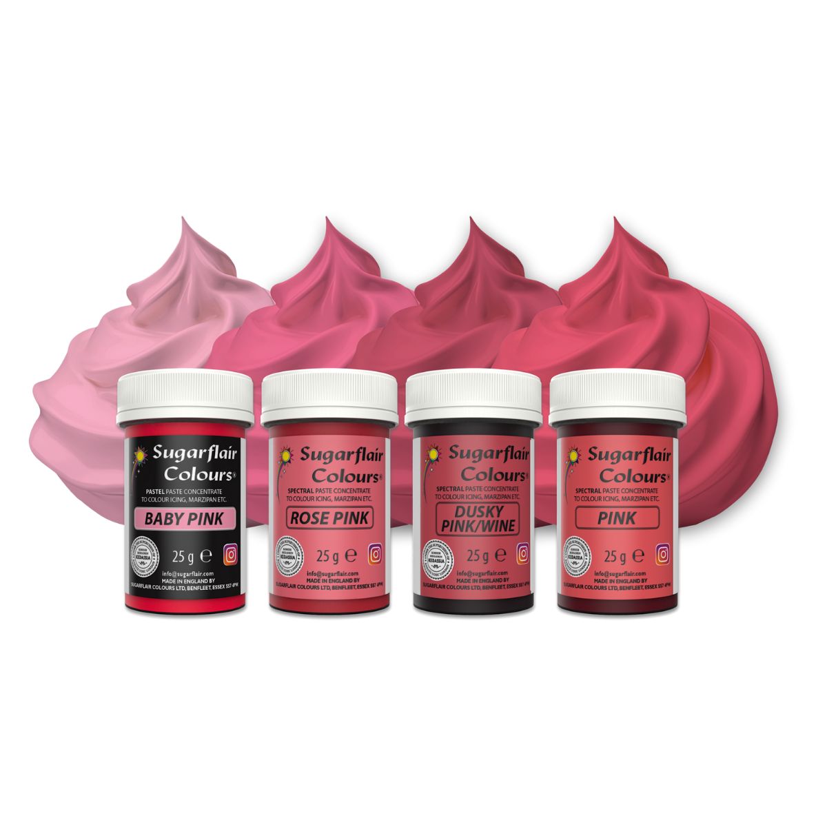 Sugarflair Paste Colour Mixed Rose set/4