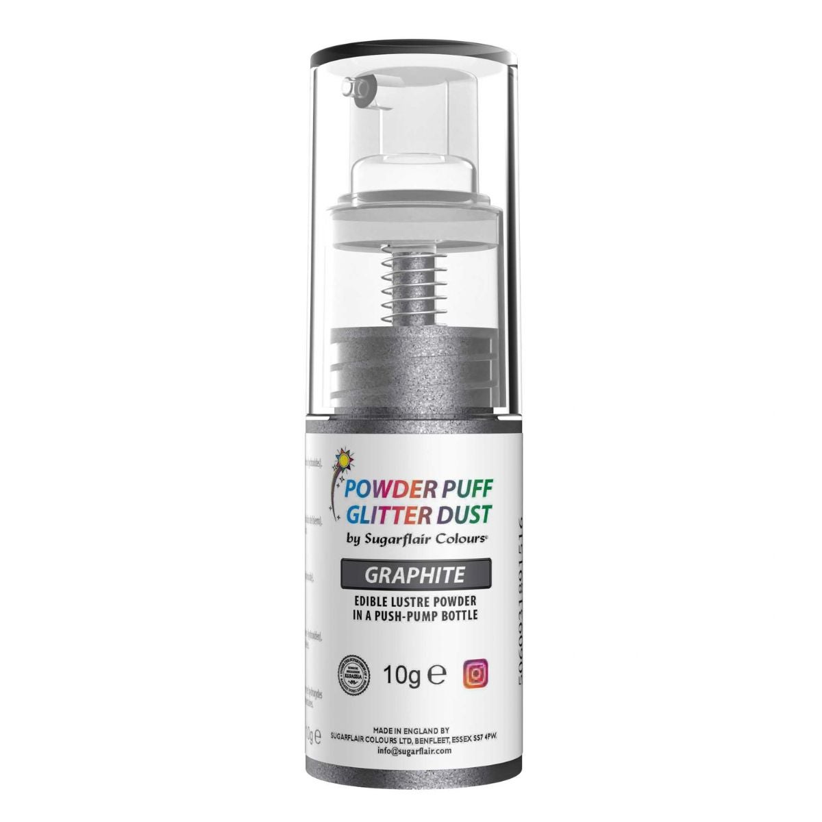 Sugarflair Poudre à Paillettes en Spray -Light Silver-