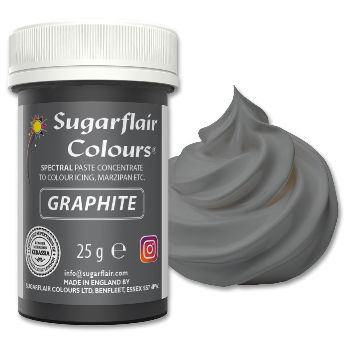 Sugarflair Paste Colour Graphite 25g