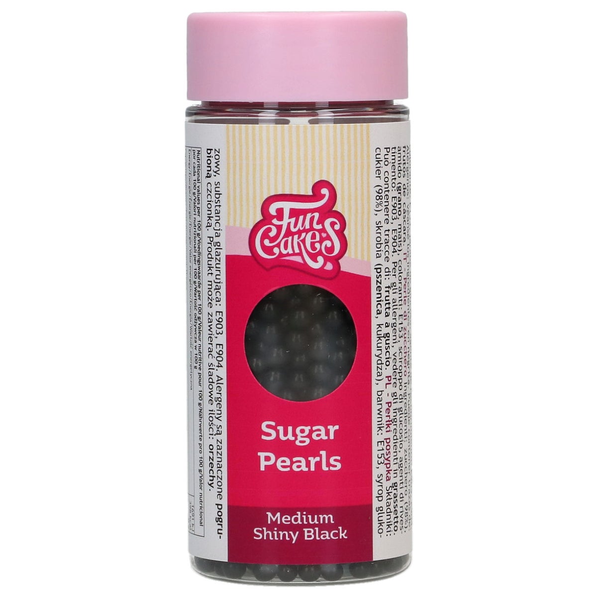 FunCakes Perles en Sucre Medium Brillant Noir 80g