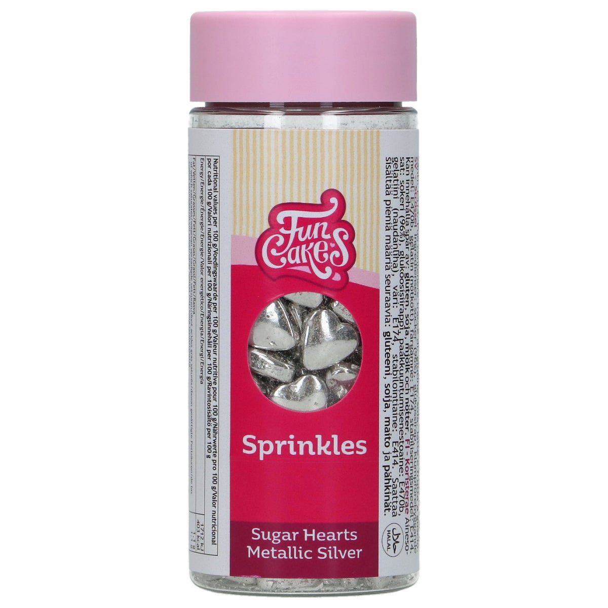 FunCakes Cœurs Sucrés Métalliques Argent 80g