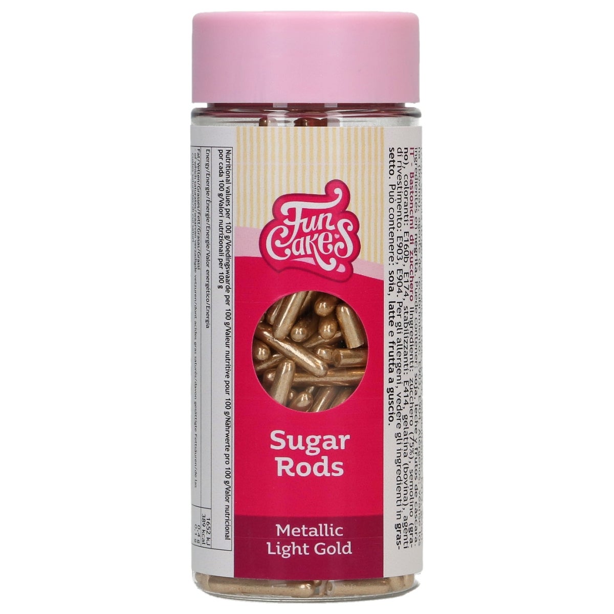 FunCakes Metallic Sugar Rods XL Or Clair 70g