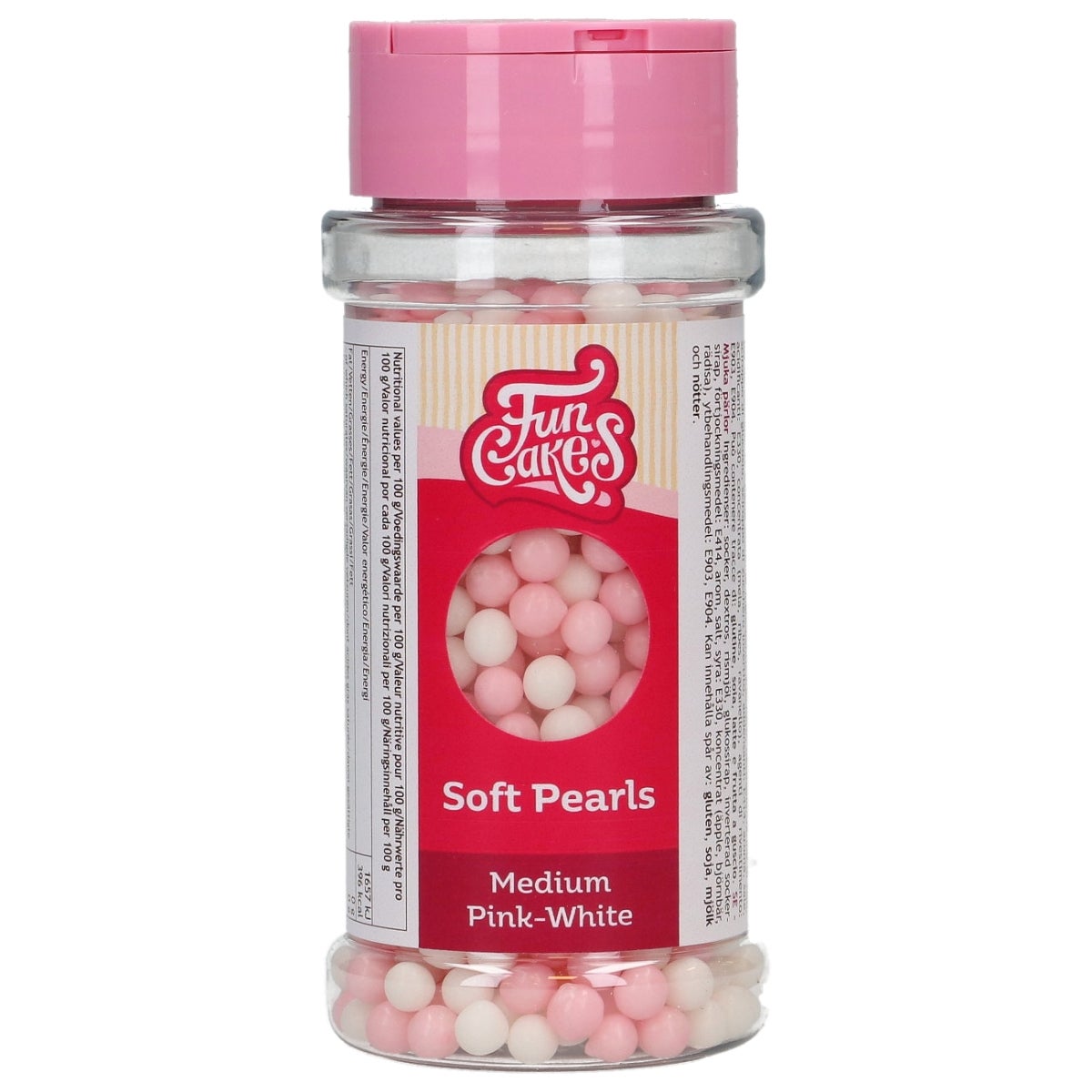 FunCakes Soft Pearls Medium Rose/Blanc 60 g
