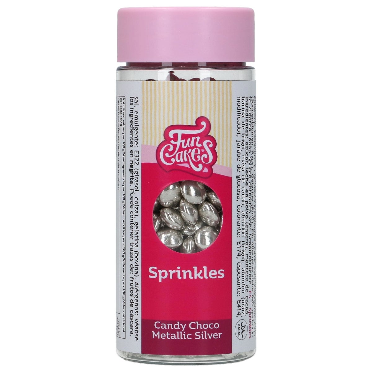 FunCakes Choco Lentilles Métalliques Argent 80 g