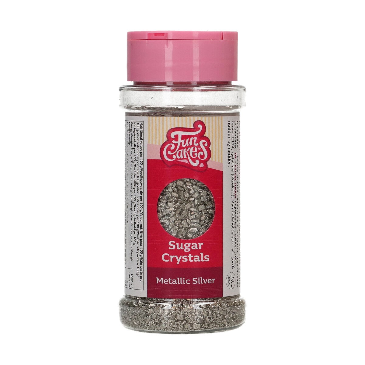 FunCakes Cristaux de Sucre Métalliques Argent 80g