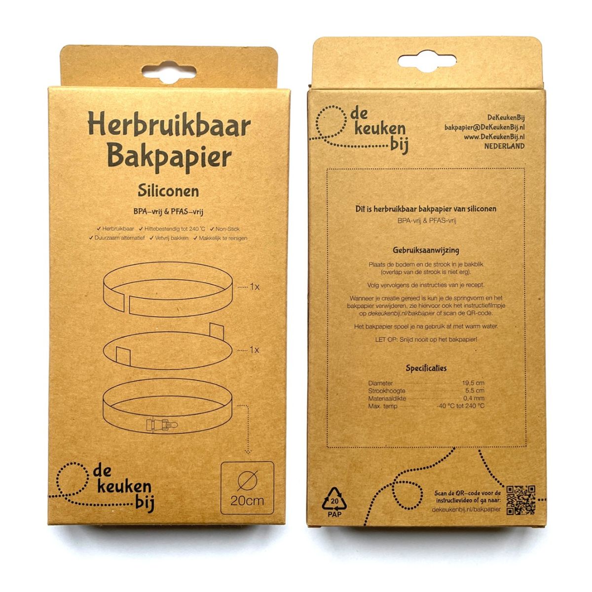 De KeukenBij Papier Cuisson Réutilisable en Silicone Rond Ø20cm