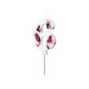 PartyDeco Number Candle 6 - White with Flowers