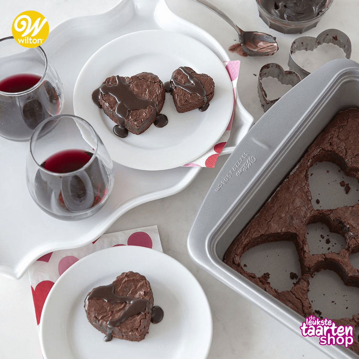 Rode Wijn Brownie Hartjes