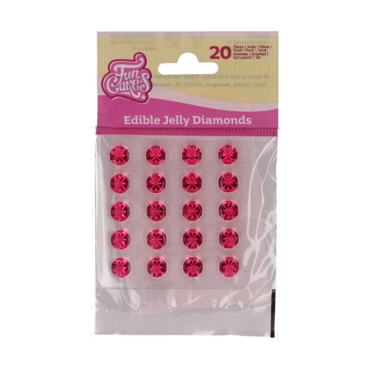 FunCakes Diamants en Gelée Comestibles Roses pk/20 BBD Discount