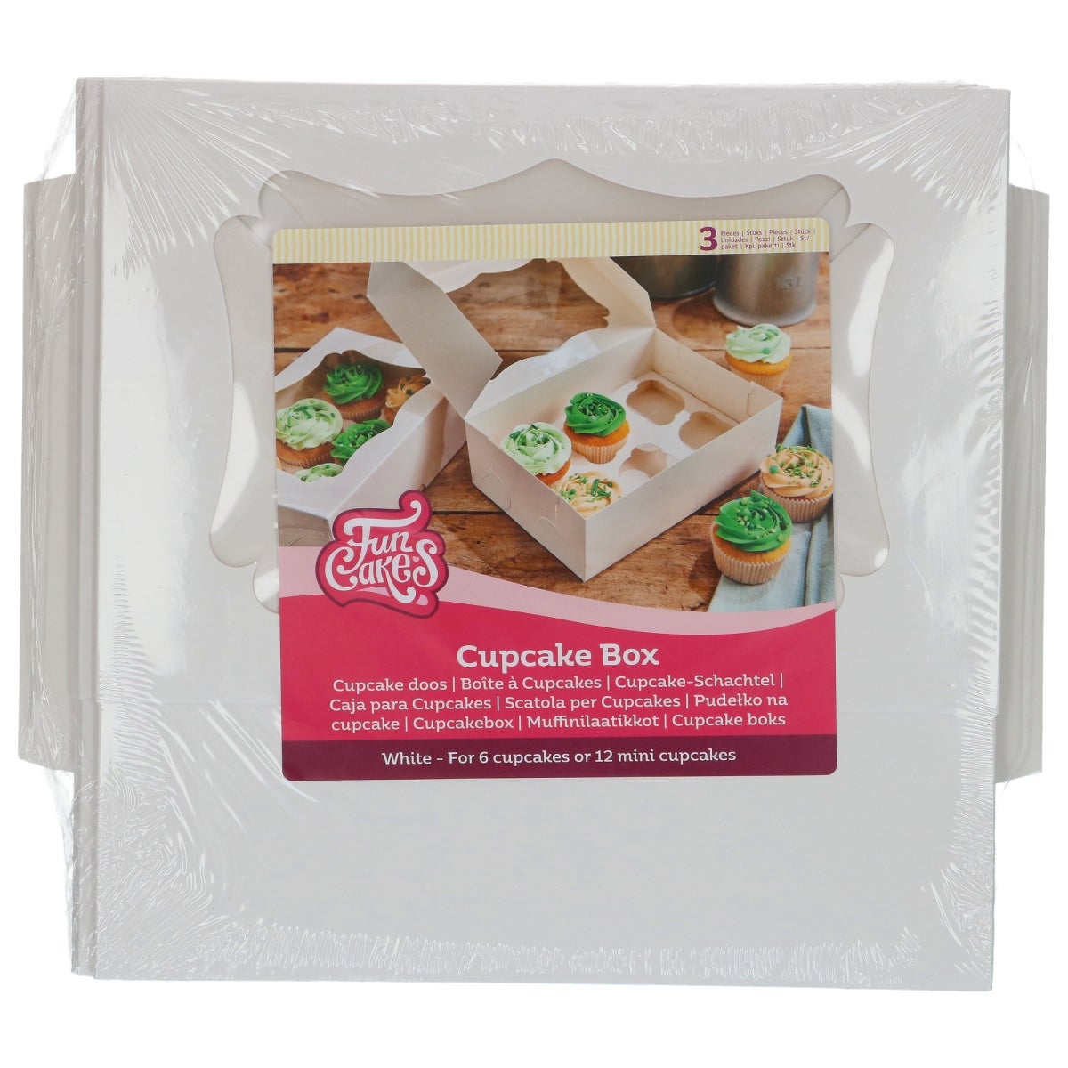 FunCakes Boîte à Cupcakes 6 - Blanc pk/3