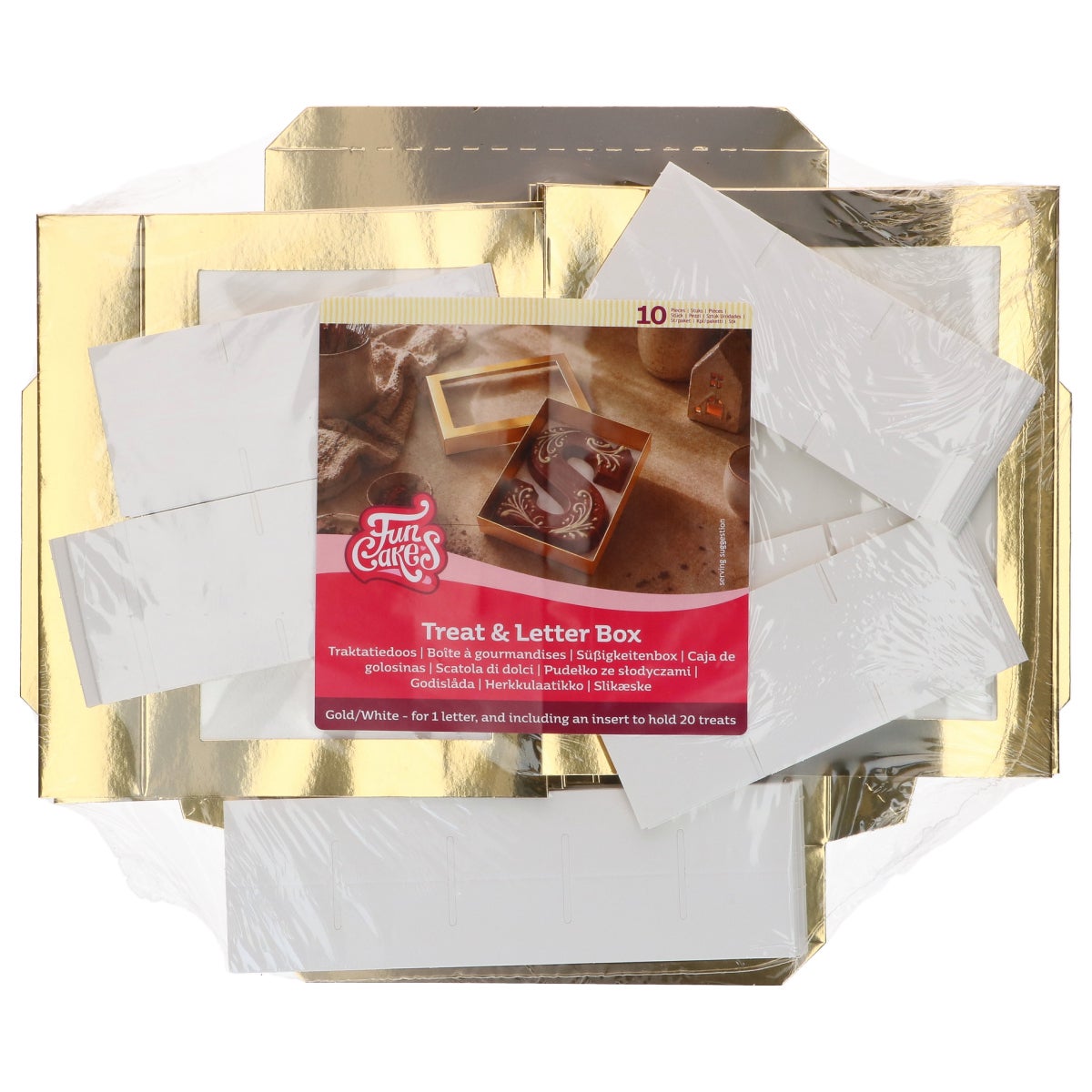 FunCakes Boîte aux Lettres Chocolat Or/Blanc 20x14x3,5cm pk/10