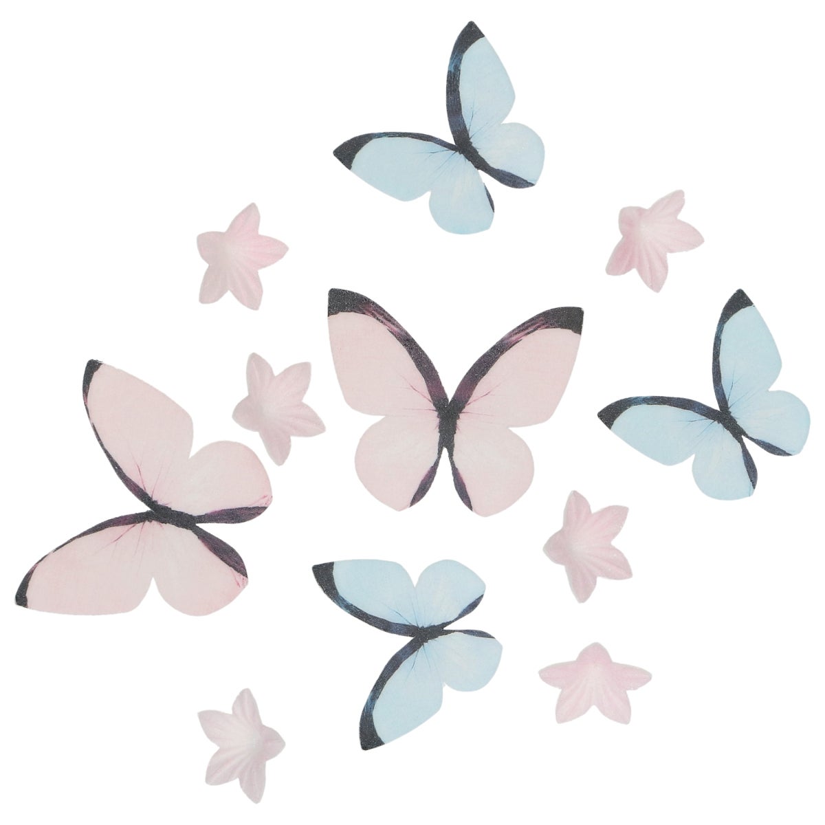 Wilton Décorations en Papier Comestibles Fleurs & Papillons Rose Pastel set/30