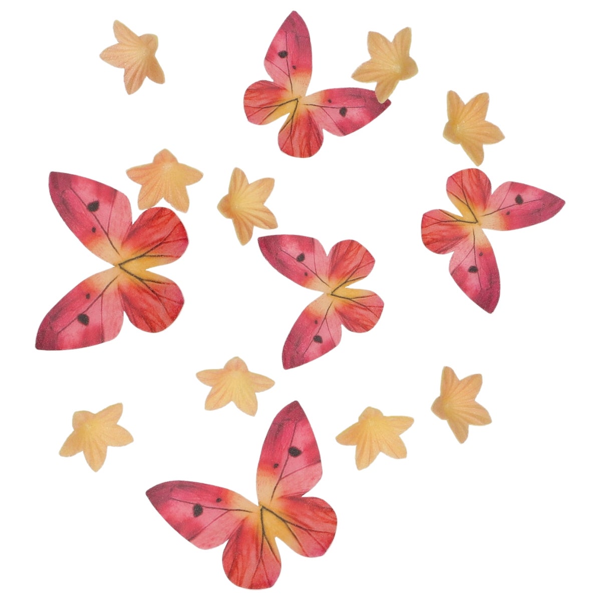 Wilton Décorations en Papier Comestibles Fleurs & Papillons Orange Rose set/30