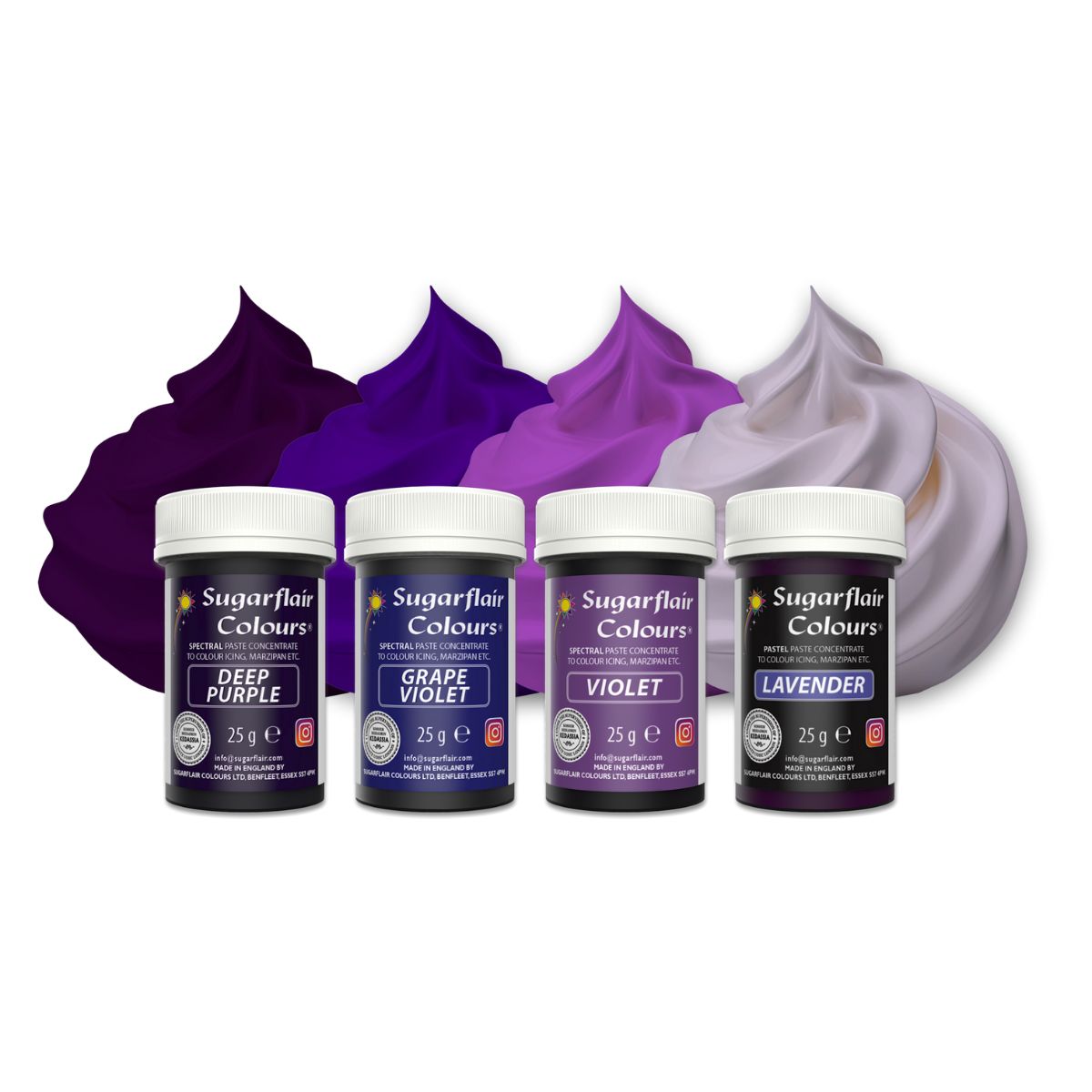 Sugarflair Paste Colour Mixed Violet set/4