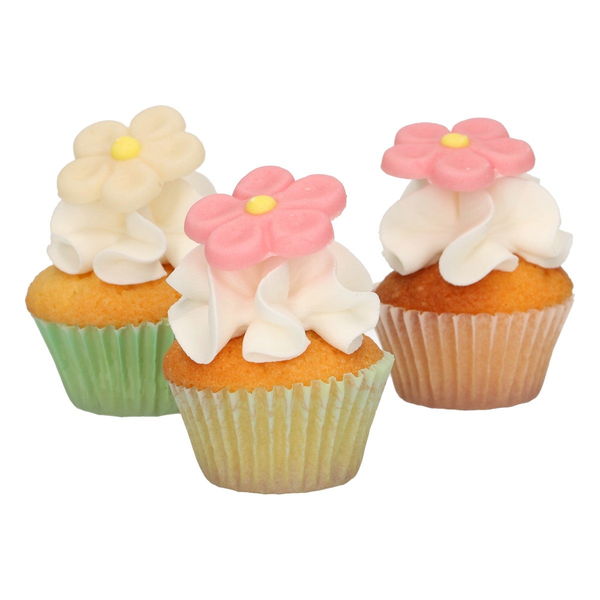 FunCakes Décorations en Pâte à Sucre Marguerites Blanc Rose set/12