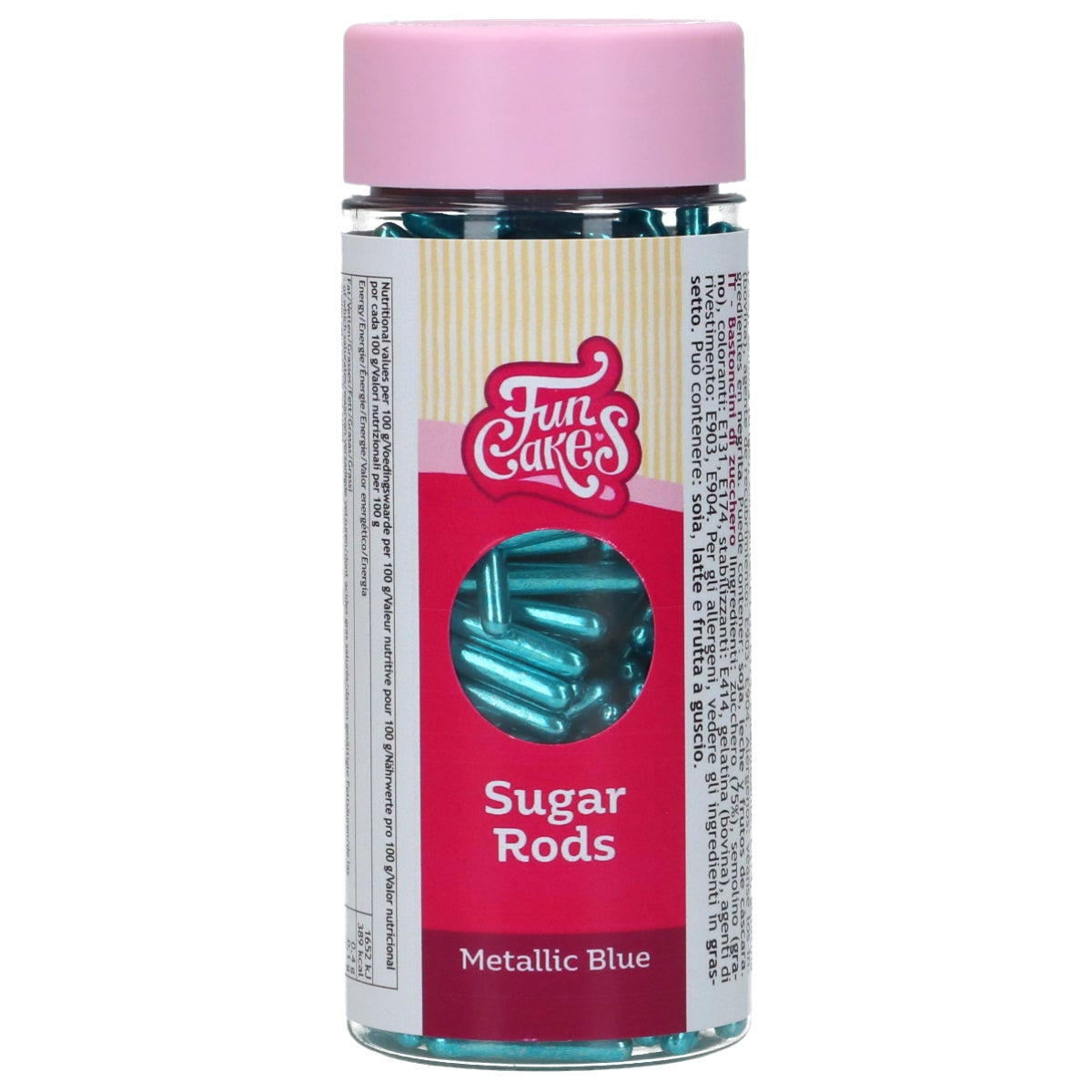 FunCakes Metallic Sugar Rods XL -Blue- 70g
