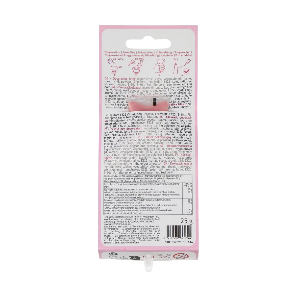 FunCakes Choco Writer Rose Pastel 25g
