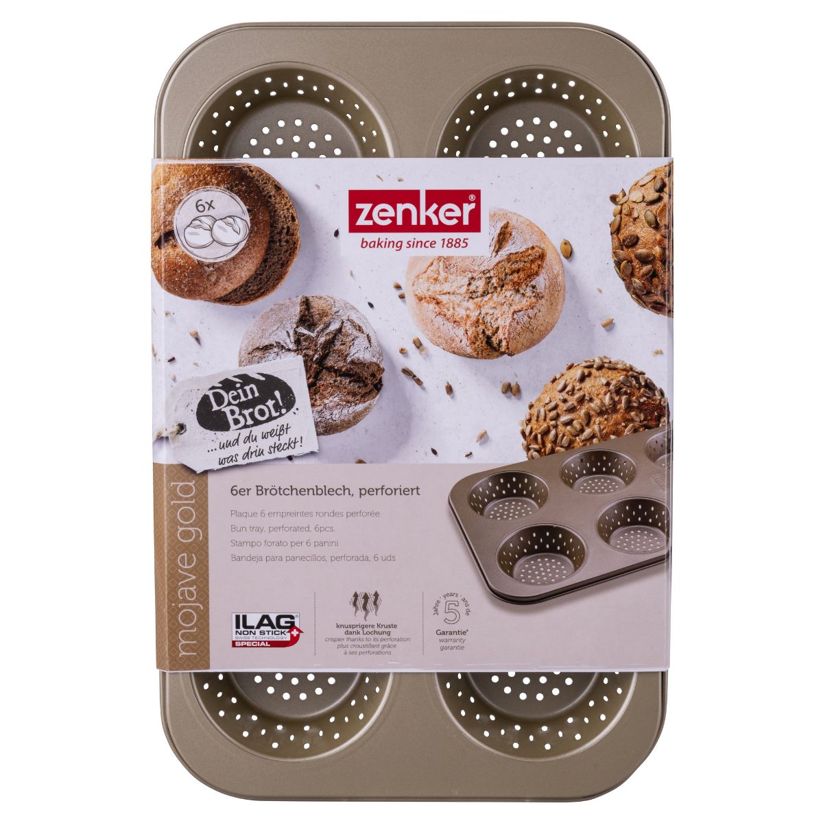 Zenker Moule à Petits Pains Perforé 6 cavités