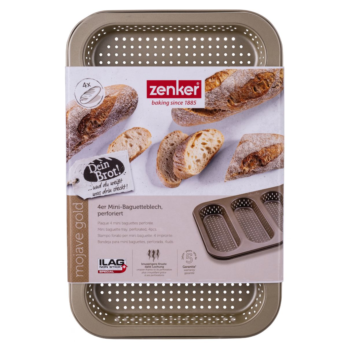 Zenker Moule à Mini Baguettes Perforé 4 cavités