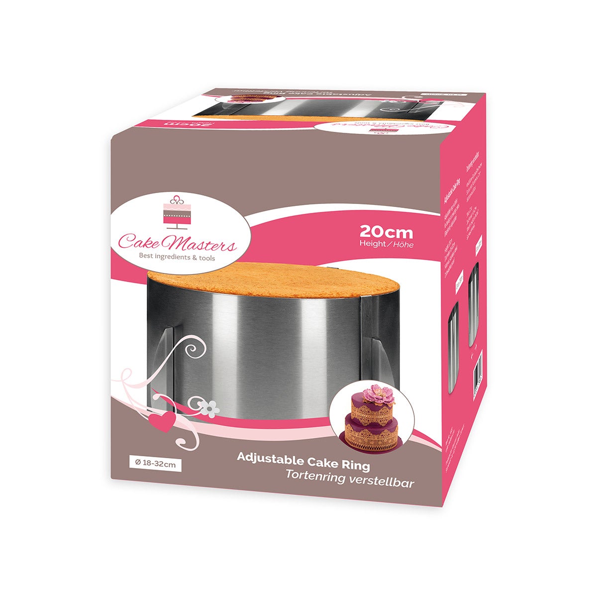 Cake-Masters Anneau à gâteau ajustable 20cm Haut