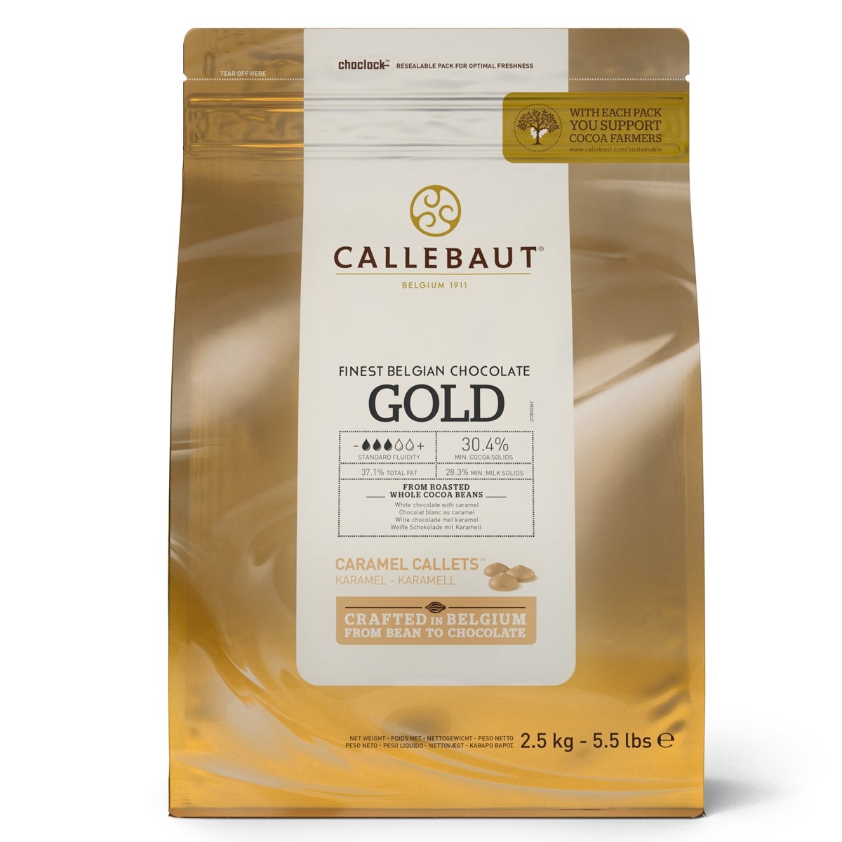 Callebaut Galets de chocolat - Or - 2,5 kg