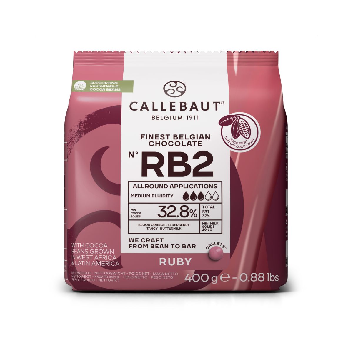 Callebaut Galets de chocolat - Rubis - 400g