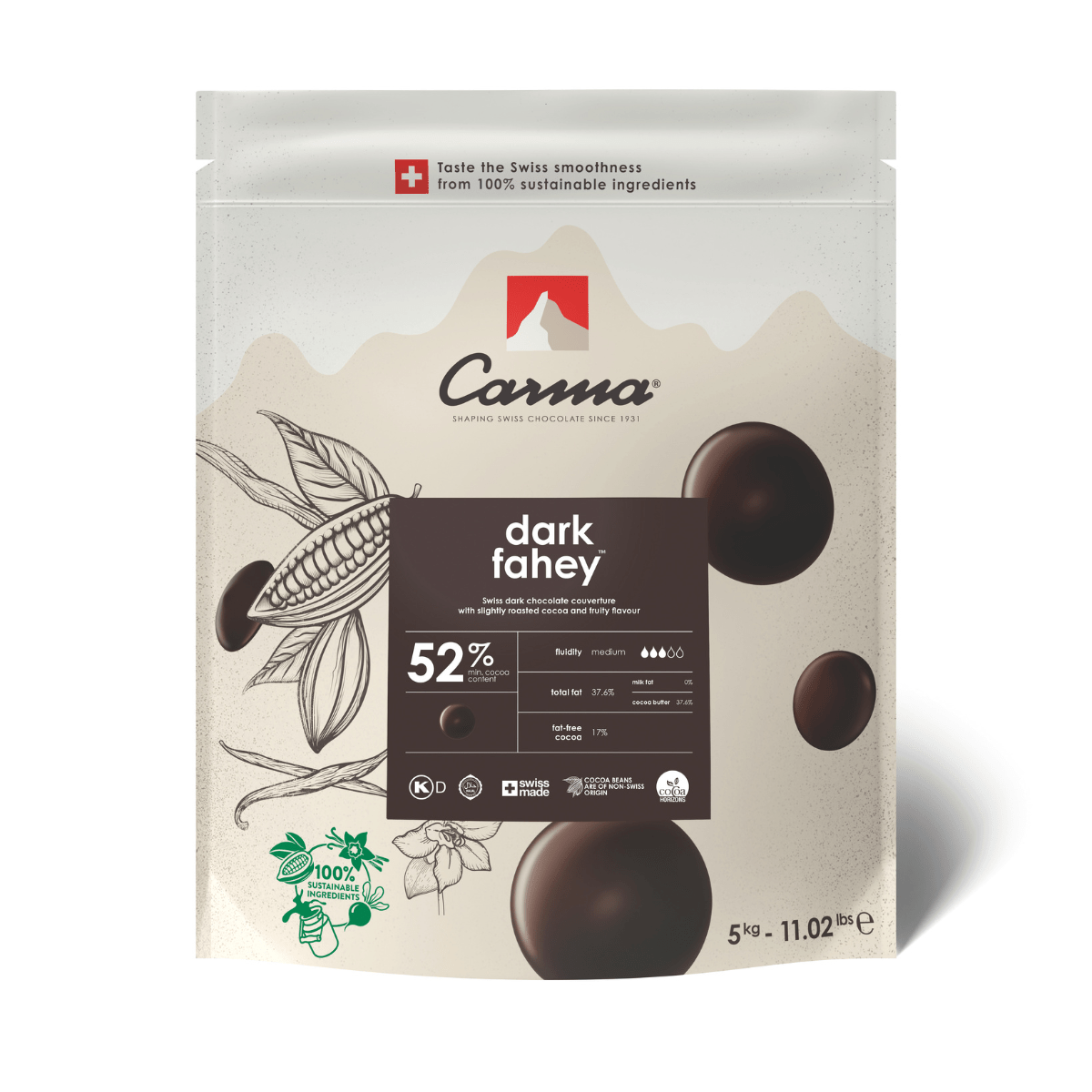 Carma Gouttes de Chocolat 5kg - Dark Fahey 52%