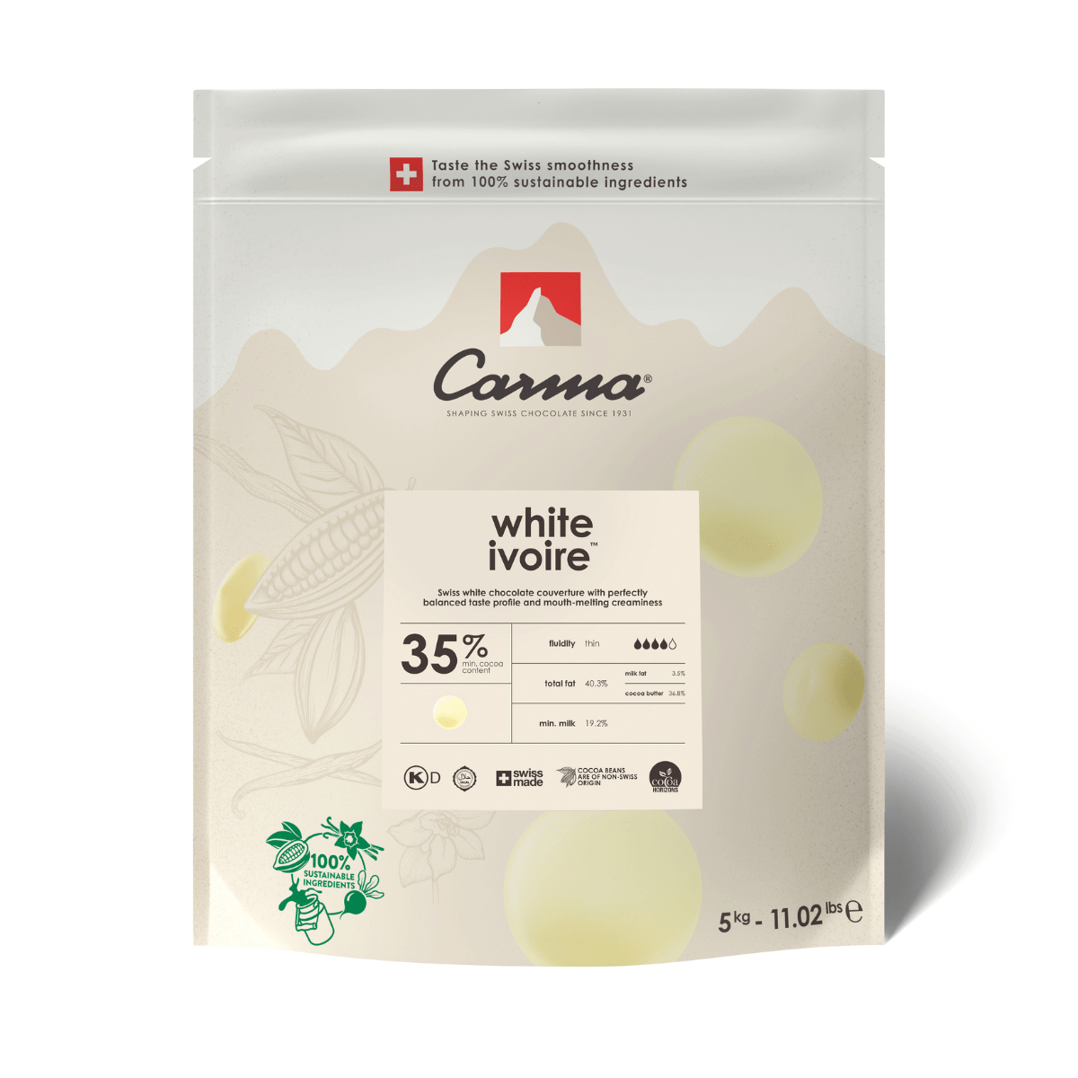 Carma Gouttes de Chocolat 5 kg - White Ivoire 35%