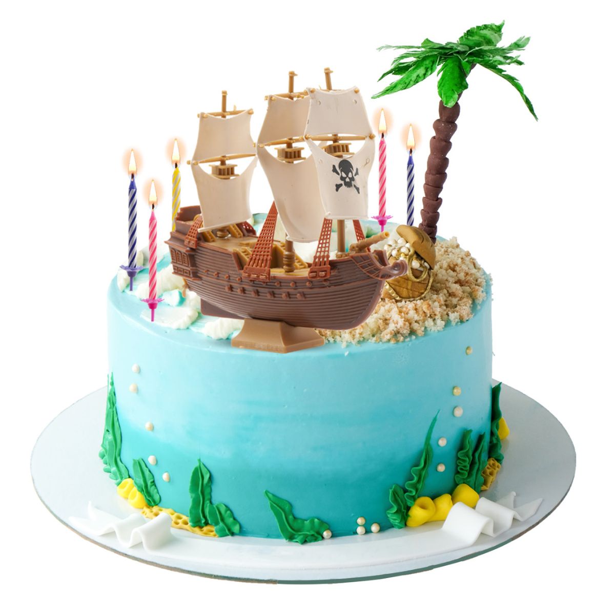 Dekora Pirate Ship Cake Topper with Candles pk/10