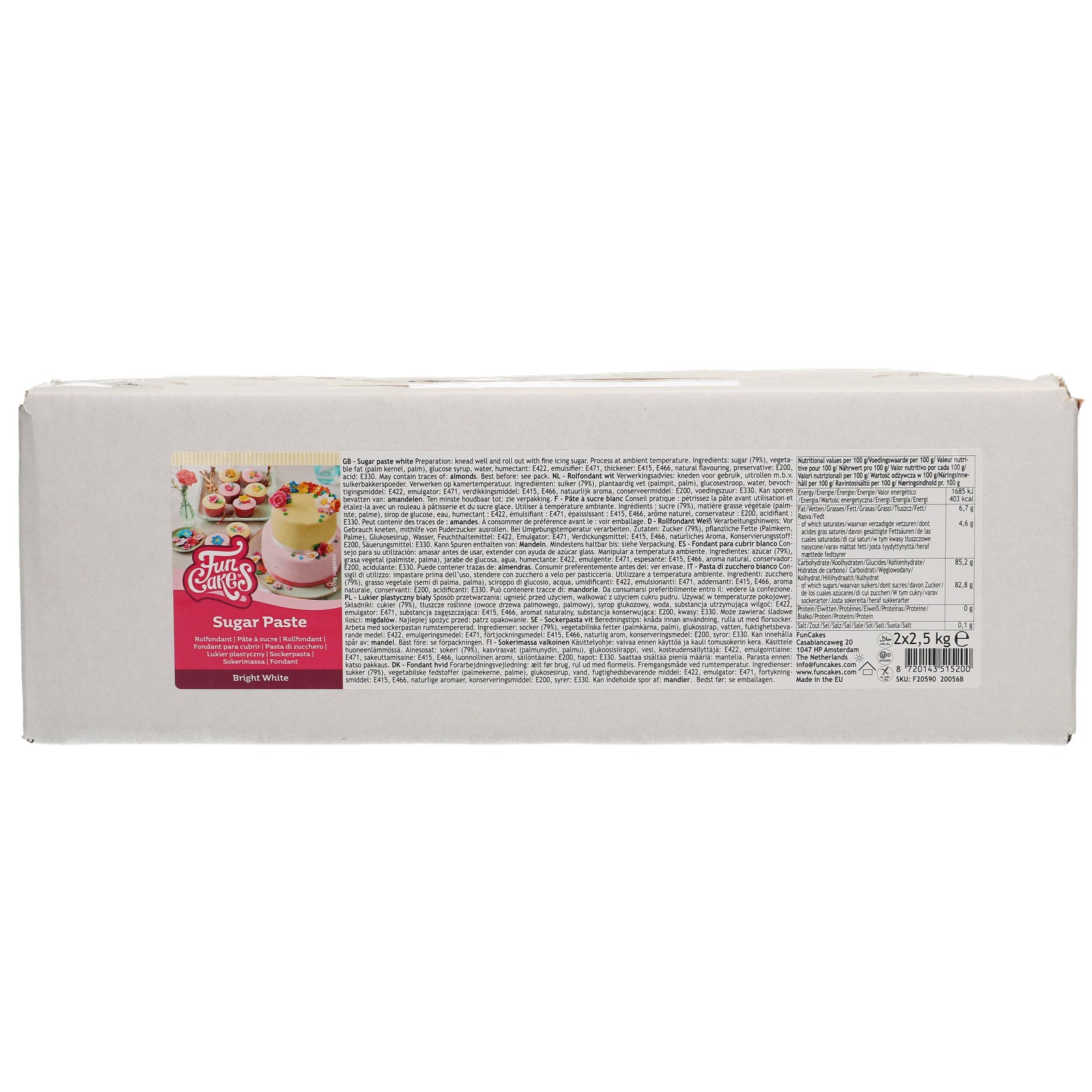 FunCakes Pâte à Sucre Bright White 5 kg (2x2,5 kg)
