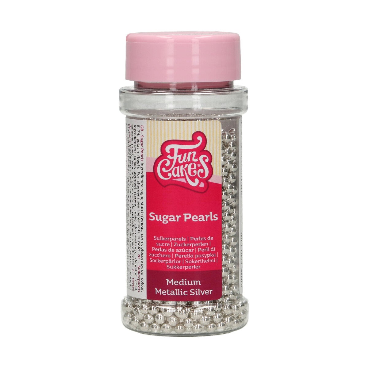 FunCakes Perles en Sucre Moyennes Argent Métallique 80 g