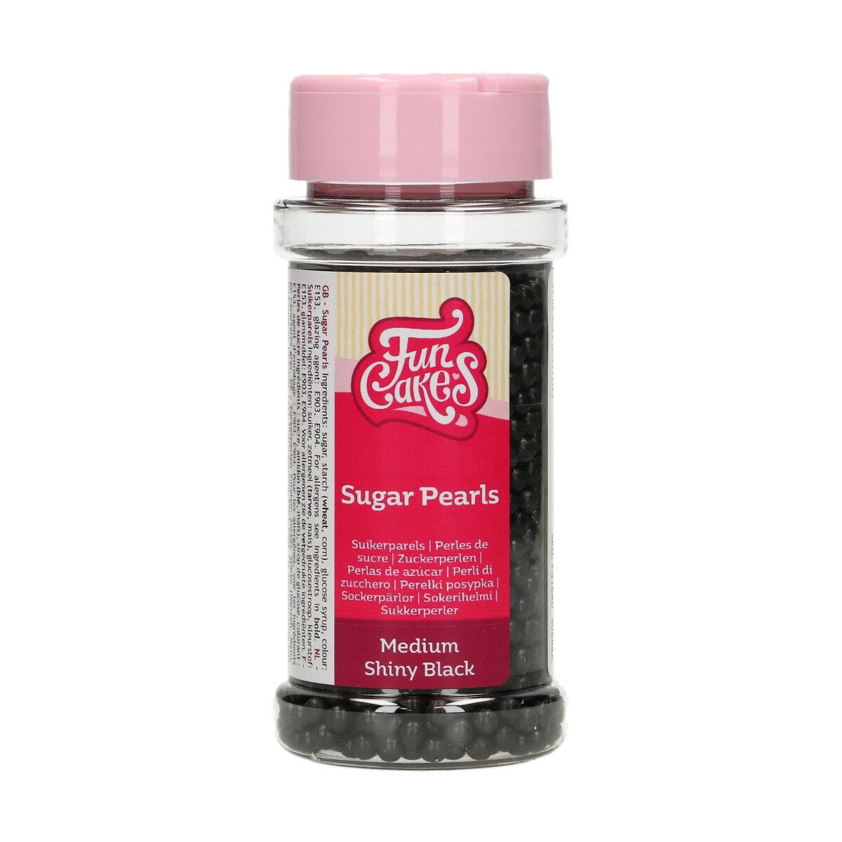 FunCakes Perles en Sucre Moyennes Noir Brillant 80 g