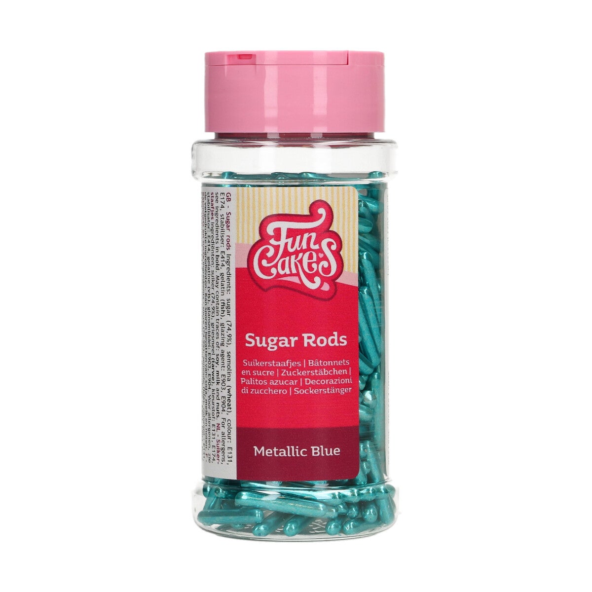 FunCakes Metallic Sugar Rods XL -Blue- 70g