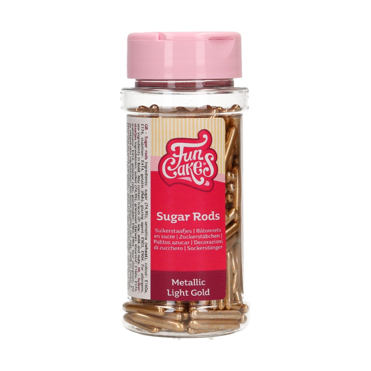 FunCakes Metallic Sugar Rods XL -Light Gold- 70g