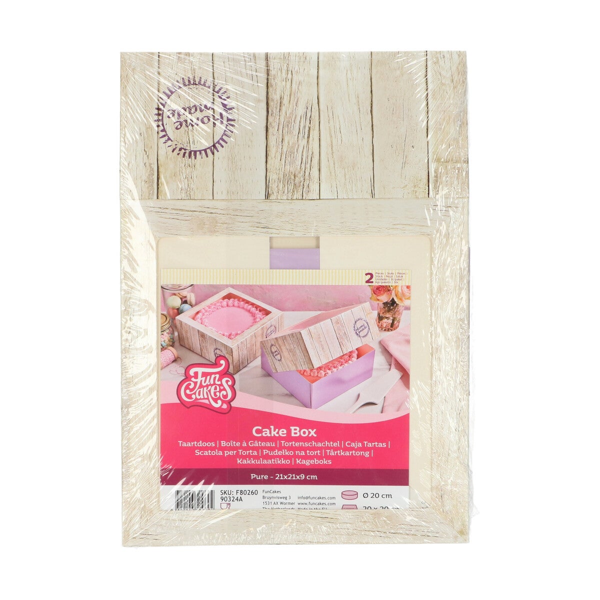 FunCakes Boîte à Gâteau -Pure- 21x21x9cm pcs/2