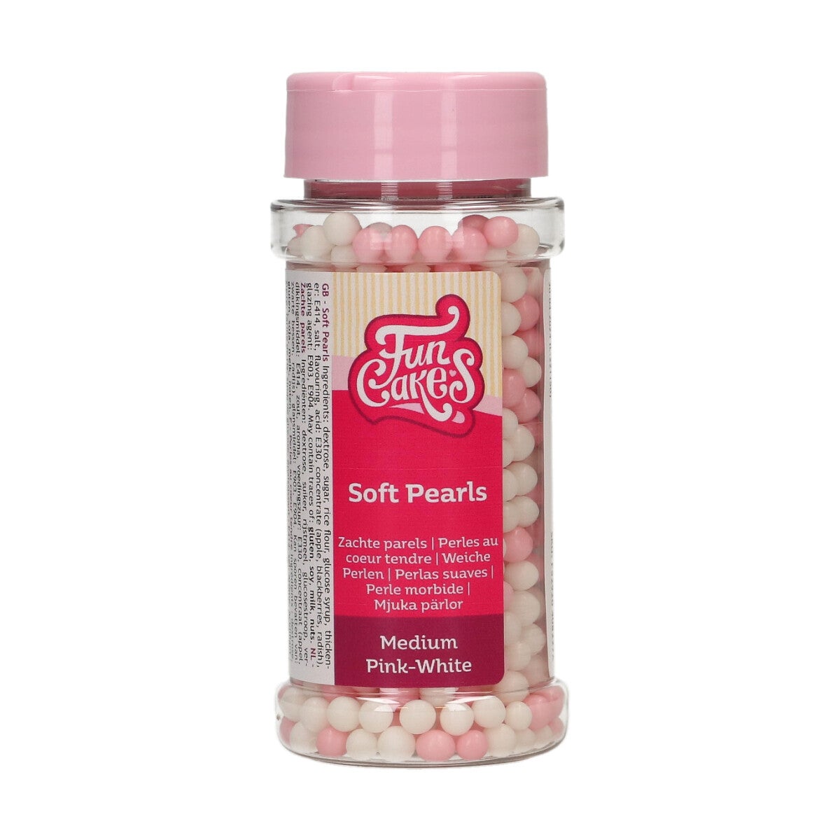 FunCakes Soft Pearls Medium Rose/Blanc 60 g