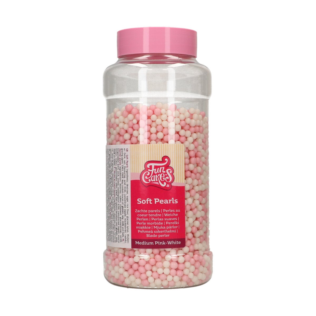FunCakes Soft Pearls Medium Rose/Blanc 500 g