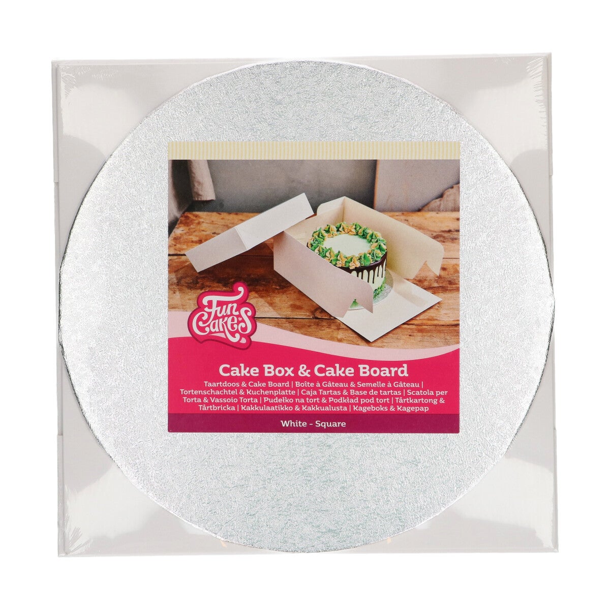 FunCakes Boîte à Gâteau & Cake Board Rond (3mm) 25x25x15 cm