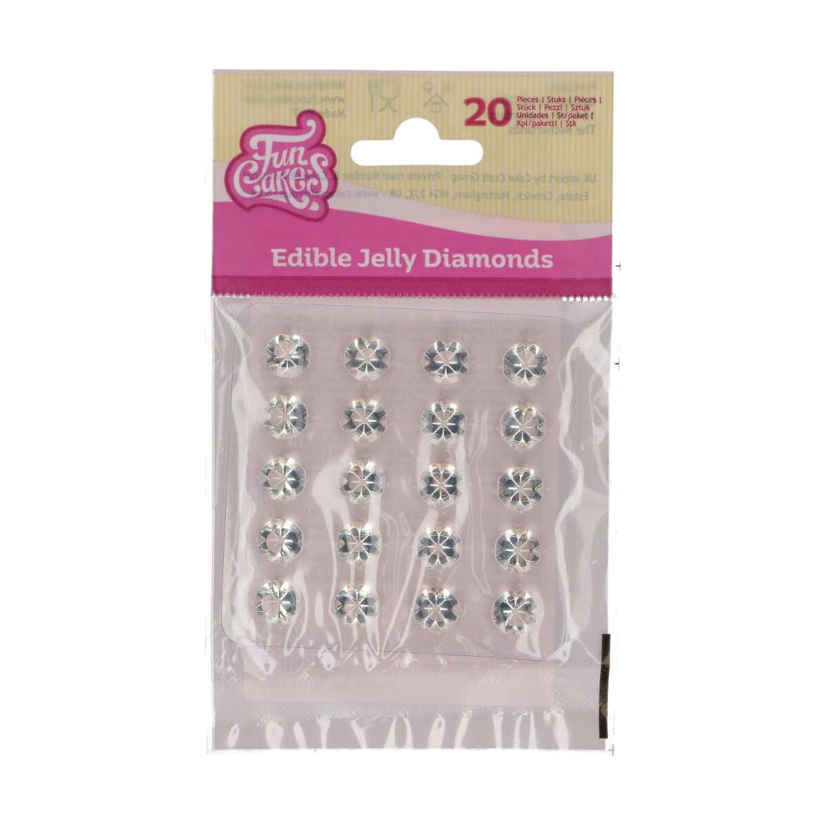 FunCakes Comestible Jelly Diamonds Clear pk/20