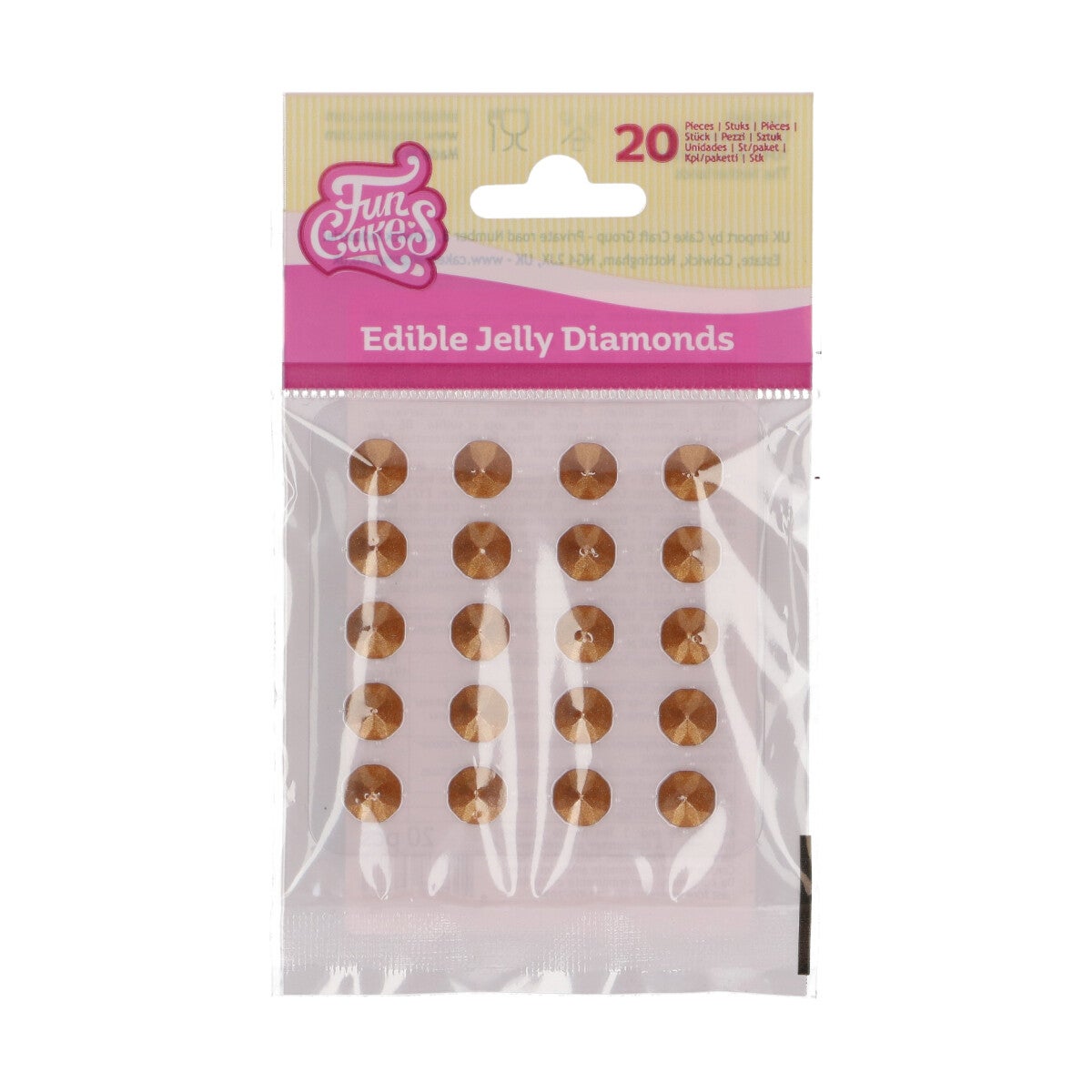 FunCakes Comestible Jelly Diamonds Pearl Gold pk/20