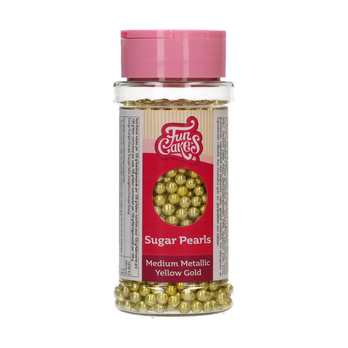 FunCakes Perles en Sucre Moyennes Or Métallique 80 g