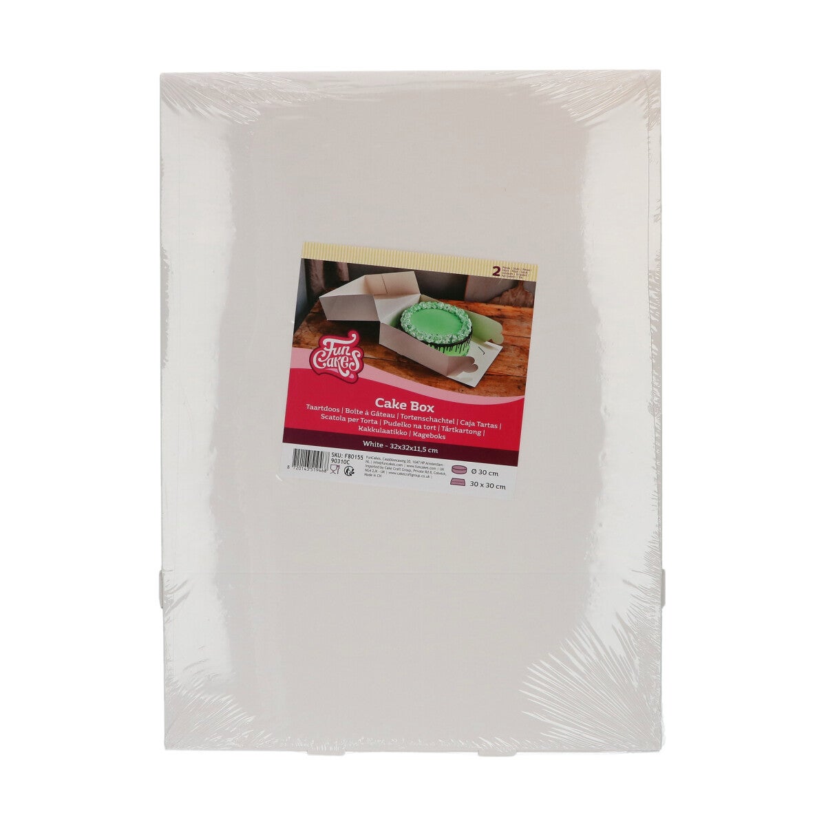 FunCakes Boîte à Gâteau - Blanc - 32x32x11.5cm-pcs/2